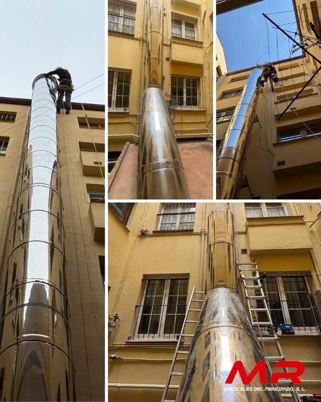 Instalación de chimenea de ventilación en patio interior